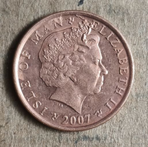 Остров Мэн 1 пенни, 2007 г., отметка "BA" на реверсе, KM# 1253