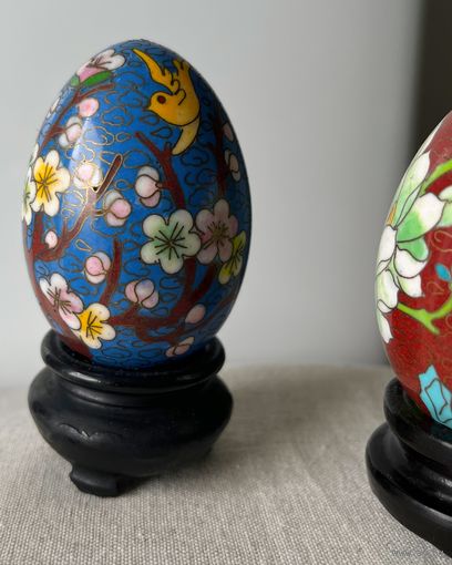 Статуэтка Яйцо Клуазоне клуазонне Перегородчатая эмаль с подставкой 6,5 х 4,5см