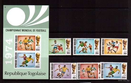 Того-1974,(Мих.1017-1021,Бл.181)  ** Спорт,ЧМ по футболу,(полная серия)