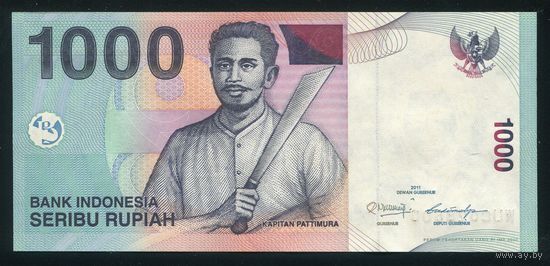 Индонезия 1000 рупий 2011 г. Р141k. Серия WUC. UNC