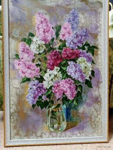 Заведеева Т. "Сирень", х.м. смешанная техника, 44х65см с рамой.