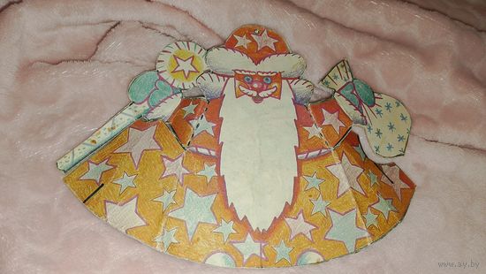 Дед мороз СССР, ретро дед мороз картон, новогодняя игрушка, дед мороз под ёлку