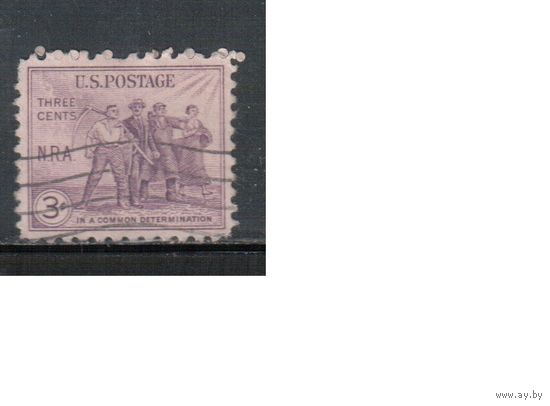 США-1933, (Мих.357), гаш.    ,Рабочие (одиночка) (2)