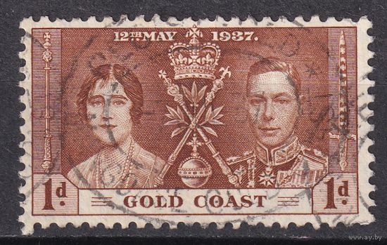 25.BrKS. Великобритания. Колонии.  Золотой Берег. Коронация Георга VI и Елизаветы. 1937 г. 1P.  Mi.#102.