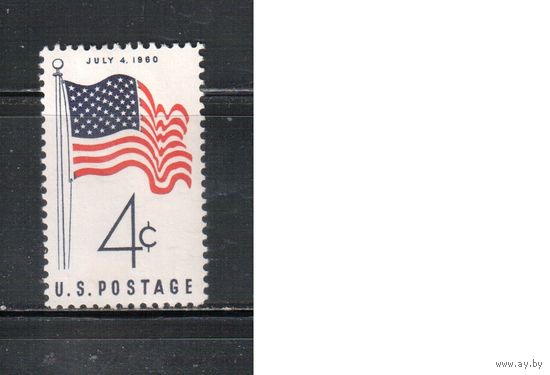 США-1960, (Мих.783),  *  ,  Флаг   (одиночка)