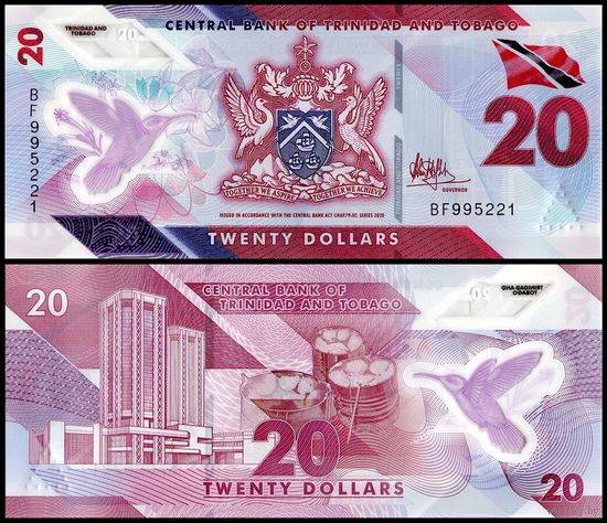 Тринидад и Тобаго 20 долларов образца 2020 года UNC pw63