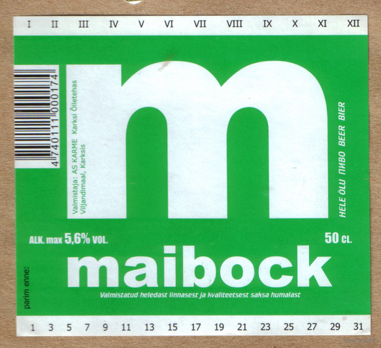 Этикетка пиво Maibock Прибалтика Ф599