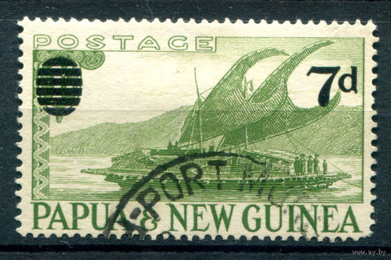Британские колонии - Папуа Новая Гвинея - 1957/59г. - корабль, 7 P - 1 марка - гашёная [Mi 26]. #3-WB-66-A-1