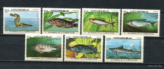Никарагуа - 1987 - Рыбки - [Mi. 2829-2835] - полная серия - 7 марок. MNH.  (Лот 46JQ)-T3P33