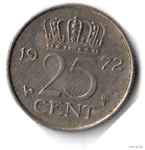 Нидерланды. 25 центов. 1972 г.