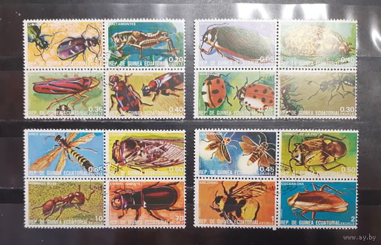 Экваториальная Гвинея. Фауна. Насекомые (4 сцепки по 4 марки) (1276)
