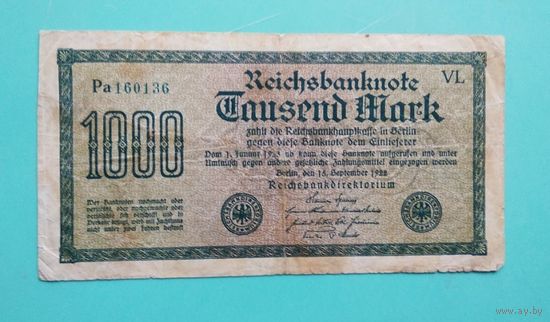 Банкнота 1000 марок  Германия 1922 г.