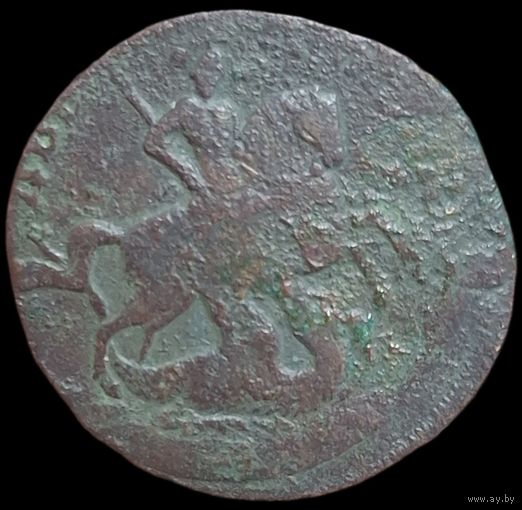 2 копейки 1758 года. номинал над св. Георгием