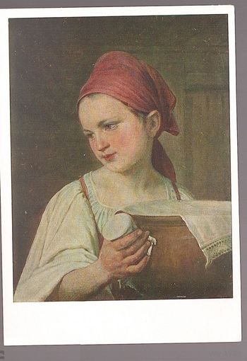 ОТКРЫТКИ. СССР Живопись. А. Венецианов Молочница 1963