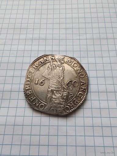 Ранний и нечастый Зильбердукат (талер) 1660 г., Республика Соединенных провинций,  Оверейссел, отличный, торг