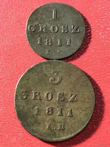 1.3.гроша.1811г.цена за две.