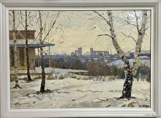Корженевский А.С "Зимний день",1975г. К/М. р.35х50 см.