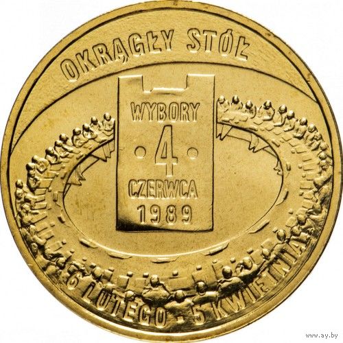 Польша 2 злотых, 2009 Польский путь к свободе - всеобщие выборы 4 июня 1989 UNC
