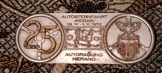 Шильдик AUTOSTERNFAHRT MERAN 28. IV - 1. V. 1978 AUTORADUNO MERANO