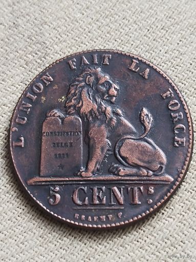 Распродажа - 5 сантимов 1860г.,Бельгия,ЛЕОПОЛЬД 1