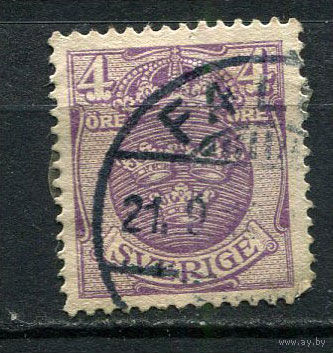 Швеция - 1910/1914 - Герб 4 О - [Mi.59] - 1 марка. Гашеная.  (Лот 81Fo)-T25P24