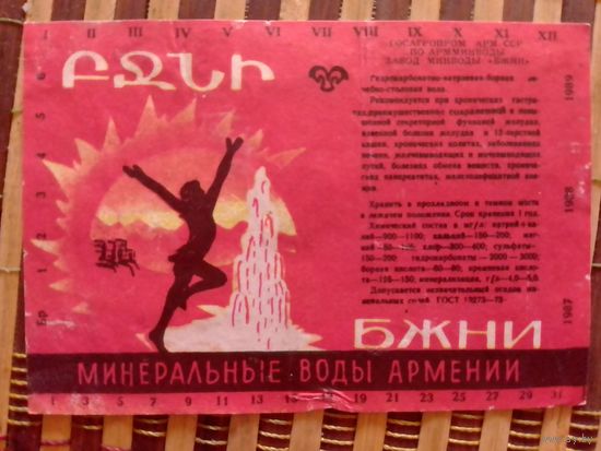 Этикетка от минералки.Армения