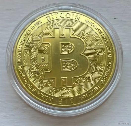 Сувенирная монета  "Биткойн".