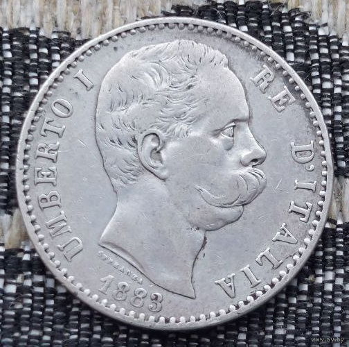 Италия 2 лиры 1883 года. Серебро! Сторгуй за свою цену, предложи обмен! S70