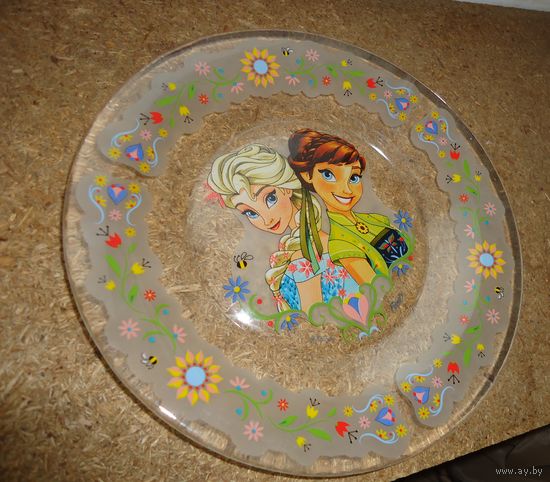 Тарелка стекло  . Кукла Disney . Дисней