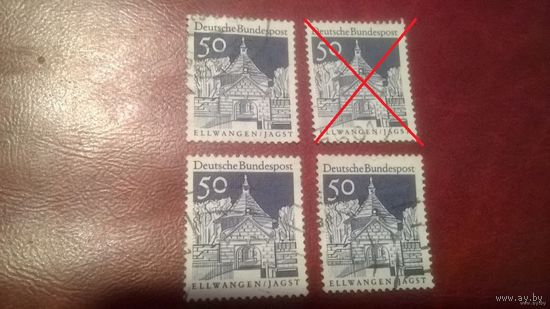 Марка Элльвангкн. Ягст (Строения 12 века) 1966 год Германия
