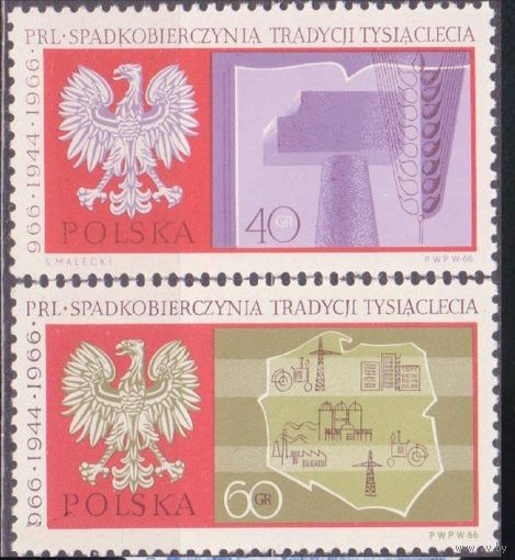 1966 Польша Mi PL 1738-9 - 1000 летие Польши - 2 марки MNH **\ПЛ