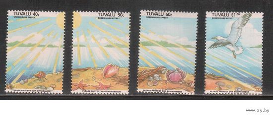 Тувалу-1993(Мих.670-673) , ** ,  Морская фауна, Крабы, Птицы(полная серия)