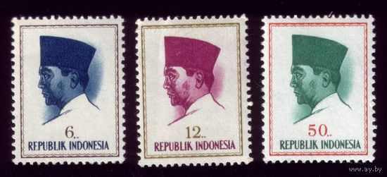 3 марки 1964 год Индонезия Сукарно 425-426,430