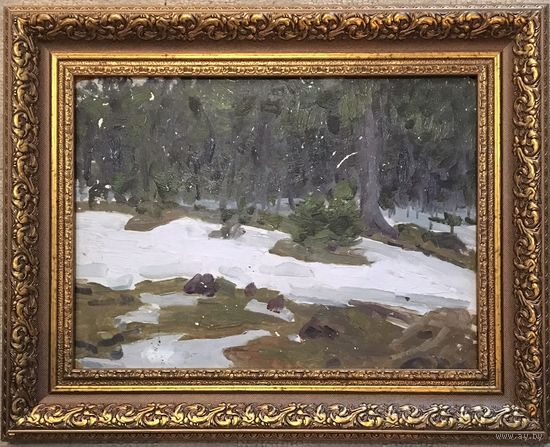 Азгур (Горелова) Г.Г. "Весна",1957 г. Картон, масло. Размер без рамы 24х33 см.