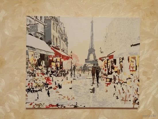 Картина по номерам Париж, 40 х 50 см незаконченная