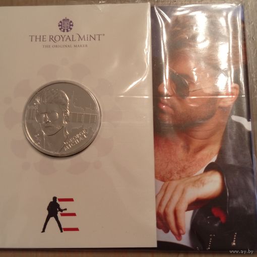 Великобритания 5 фунтов 2024. Легенды музыки. Джордж Майкл. В буклете