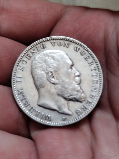 3 марки 1908 Вюртемберг