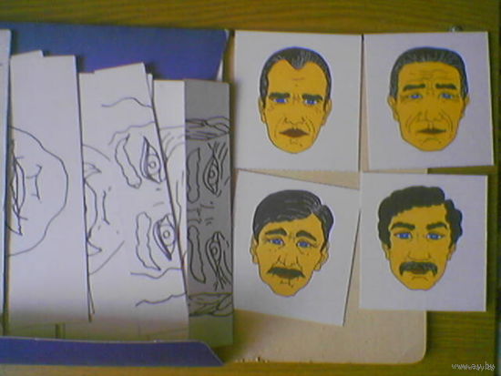 Настольная логическая игра "Юный детектив" для юного эксперта-криминалиста (фоторобот, zaidimas Jaunasis detektyvas), г.Вильня (юс), Литовская ССР, ПО Вильнис Vilnis, Дарбас Darbas.