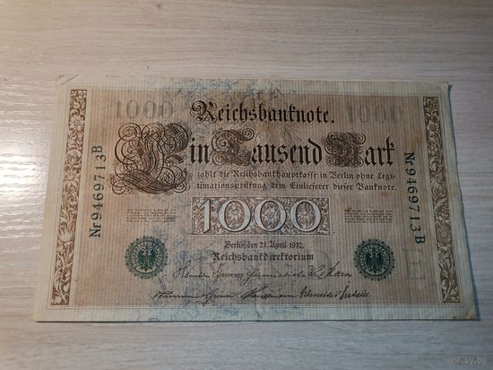 1000 марок 1910 года, Германия, зелёная печать.