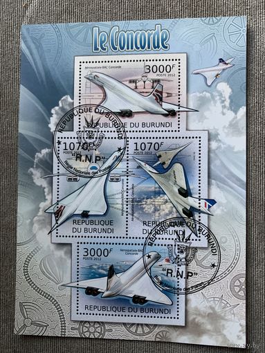 Бурунди 2012. Самолеты Конкорд. Малый лист