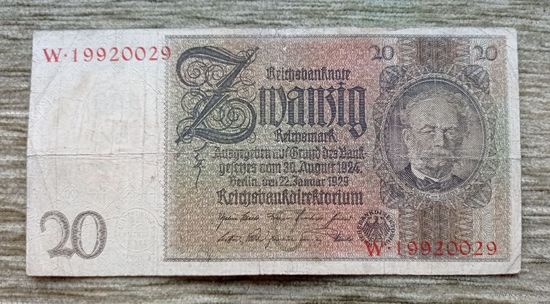 Werty71 Германия 20 марок 1924 1929 банкнота Веймарская Республика Веймар