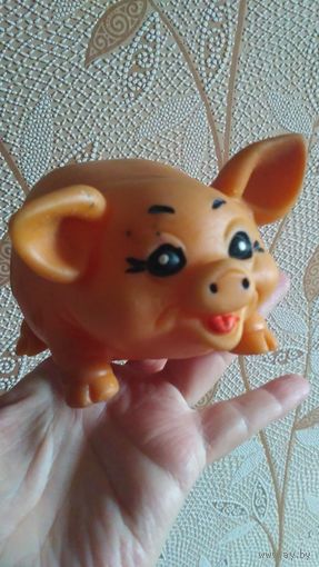 Резиновая игрушка. Свинка. Поросенок. СССР.
