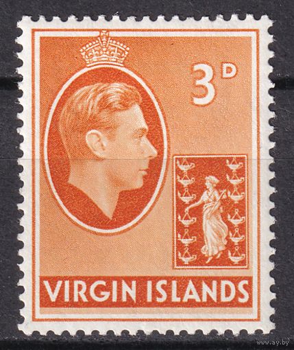 14.BrKCI. Великобритания. Колонии. Виргинские острова. Георг VI. 1938 г. 3P. Mi.#77.