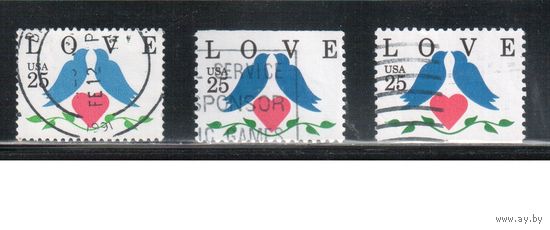 США-1990, (Мих.2073 А+D),   гаш. ,Поздравительная марка (одиночка), 3 зубцовки(2)