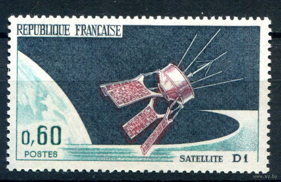 Франция - 1966г. - космос, запуск французского спутника - 1 марка - полная серия, MH [Mi 1539]. #2-Fr-55-A-1