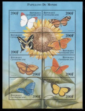 ЦАР Фауна Бабочки 2000 КВ 2363/70 MNH    MNH