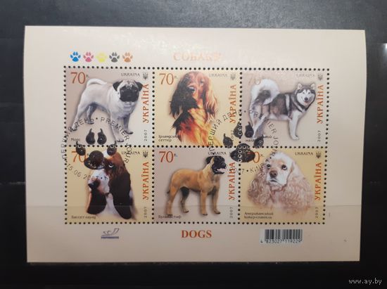Украина. 2007 год. Фауна. Собаки. Блок (853)