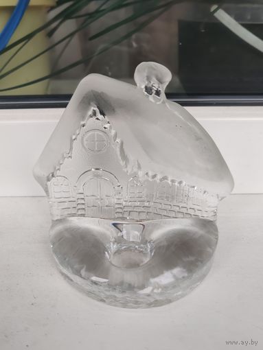 Статуэтка СССР домик подсвечник. Стекло, состояние