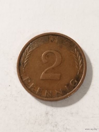 Германия 2 пфенинга 1975 F