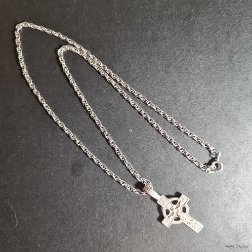 Цепочка с крестиком серебро 925 #47, С РУБЛЯ! МНОГО ЛОТОВ С РУБЛЯ! БЕЗ МЦ